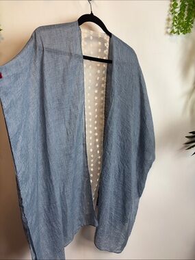The Paper Store Light Blue Open-Front Kimono